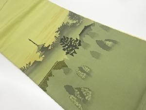 木々に五重塔模様洒落袋帯